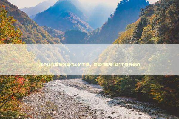 那个让我重拾效率信心的工具，是如何改变我的工作节奏的 IT技术